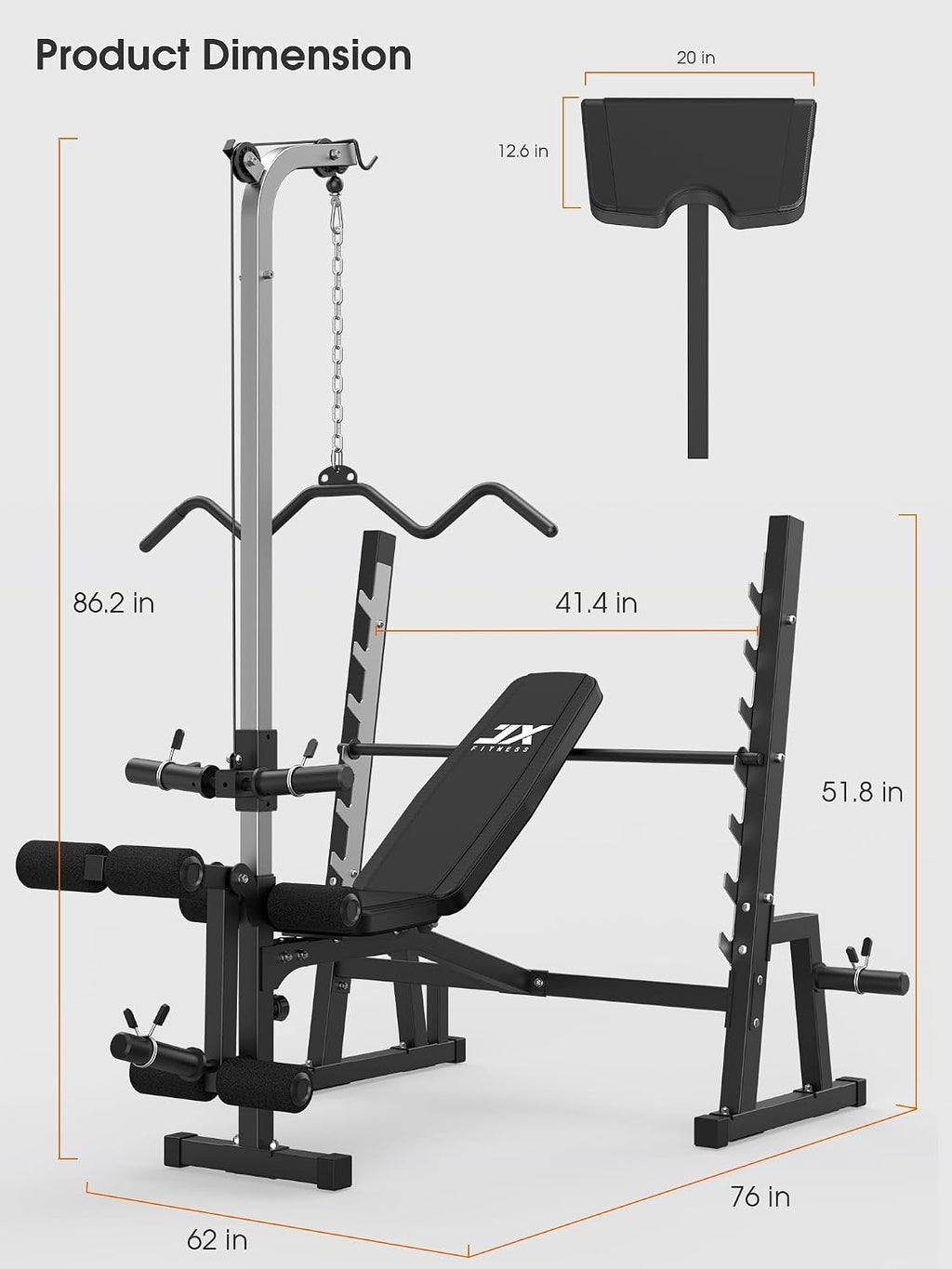Multi-Function Olympic Weight Bench with Lat Pulldown