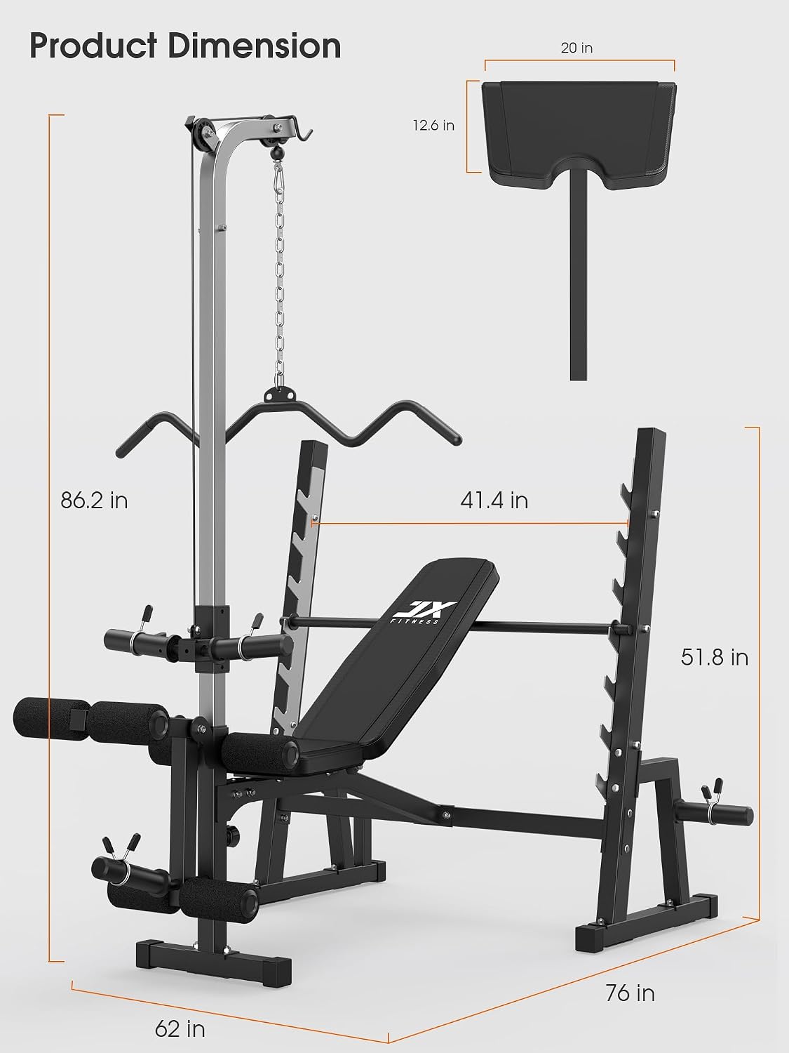 Multi-Function Olympic Weight Bench with Lat Pulldown
