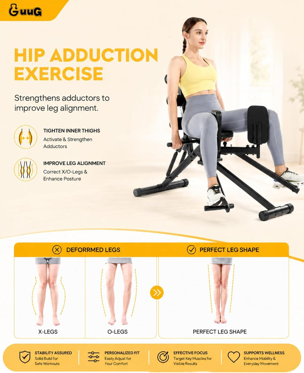 3-in-1 Hip Abductor Adductor Back Stretch Trainer