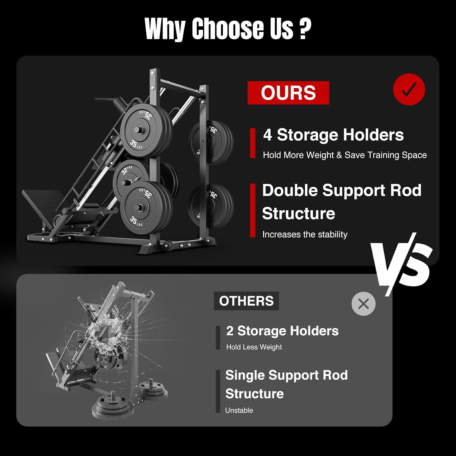 Leg Press Hack Squat Machine With Storage