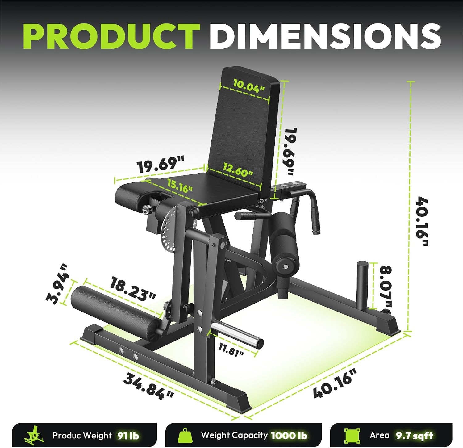 1000LB 8-in-1 Plate Loaded Leg Extension Curl Machine