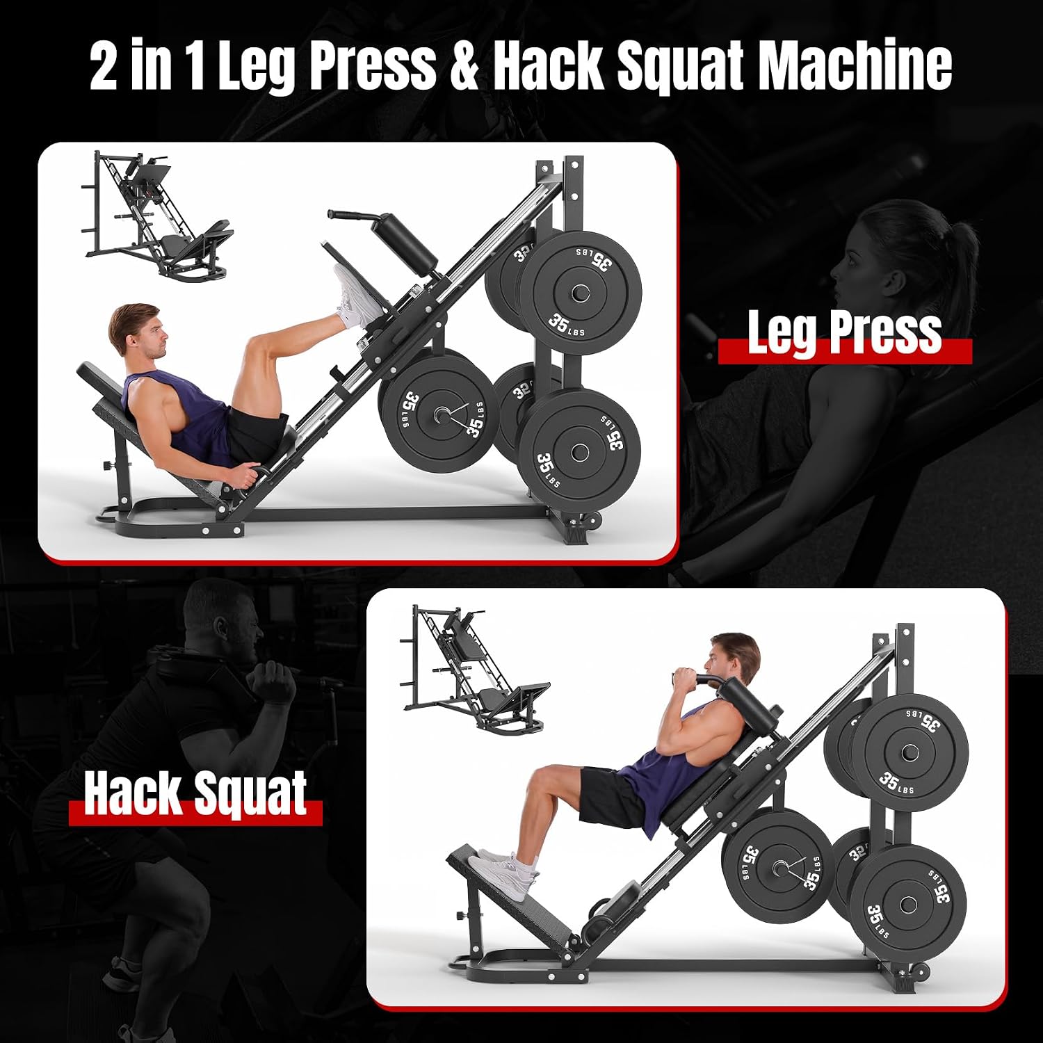 Leg Press Hack Squat Machine With Storage