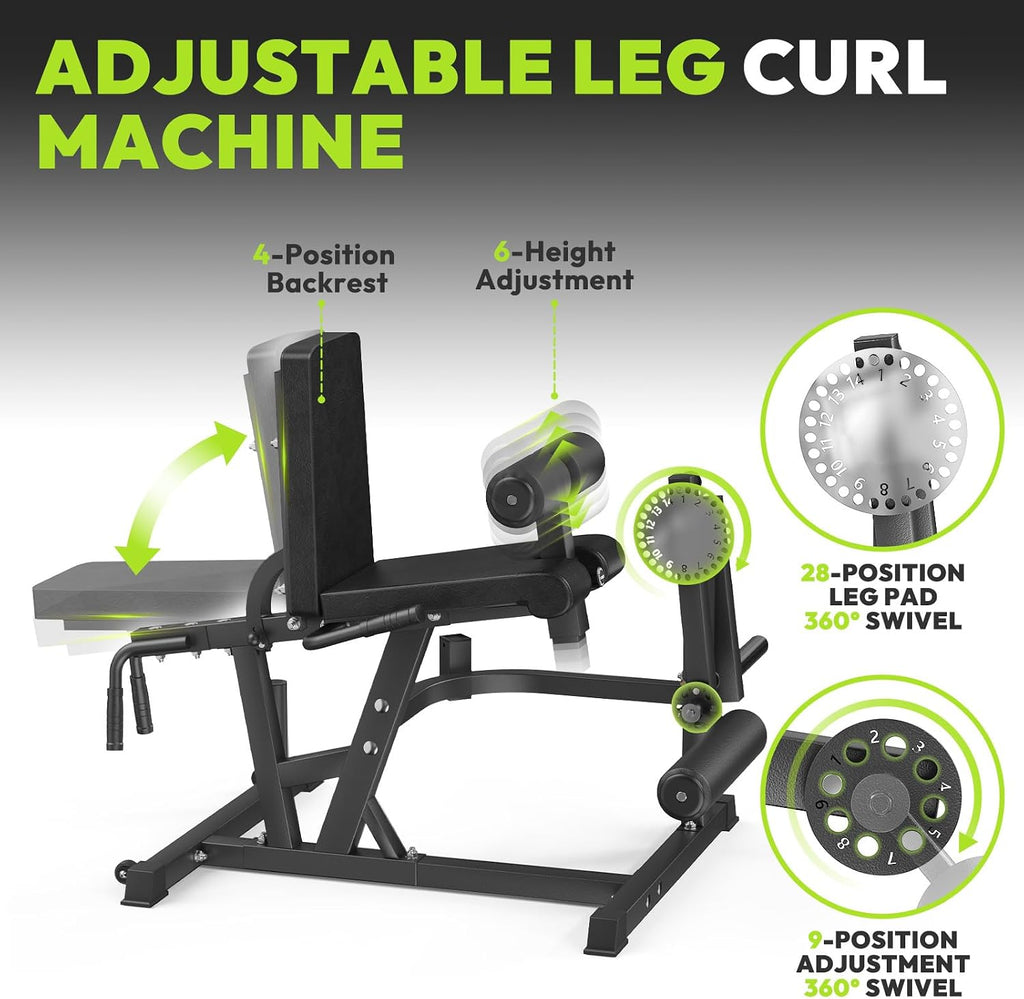 1000LB 8-in-1 Plate Loaded Leg Extension Curl Machine