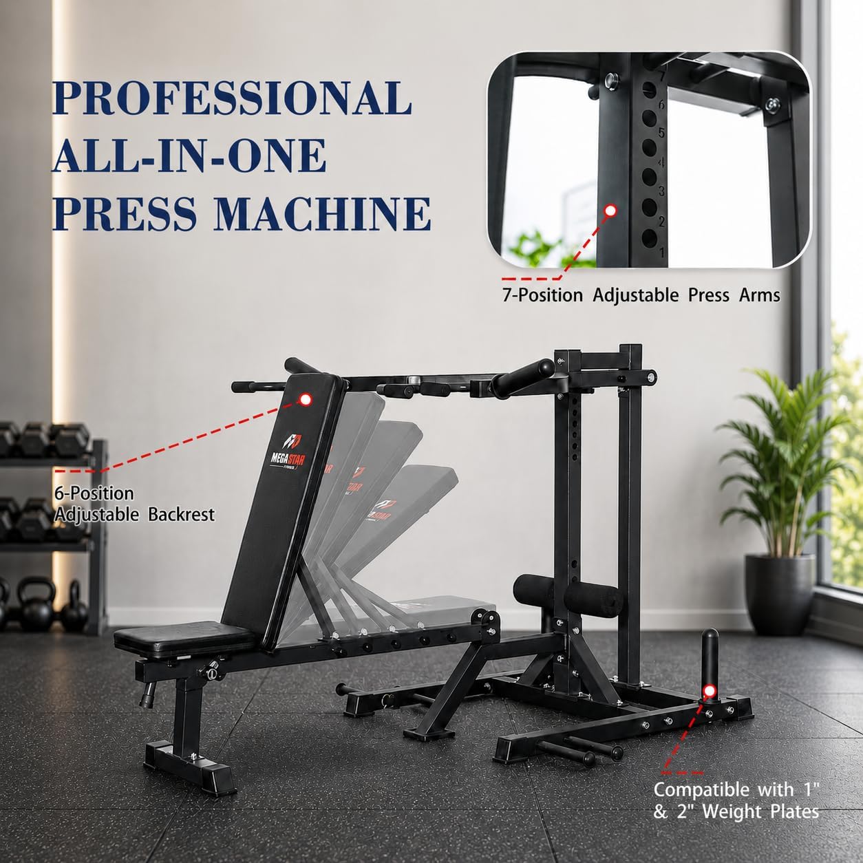 6-in-1 Plate Loaded Chest Squat Machine