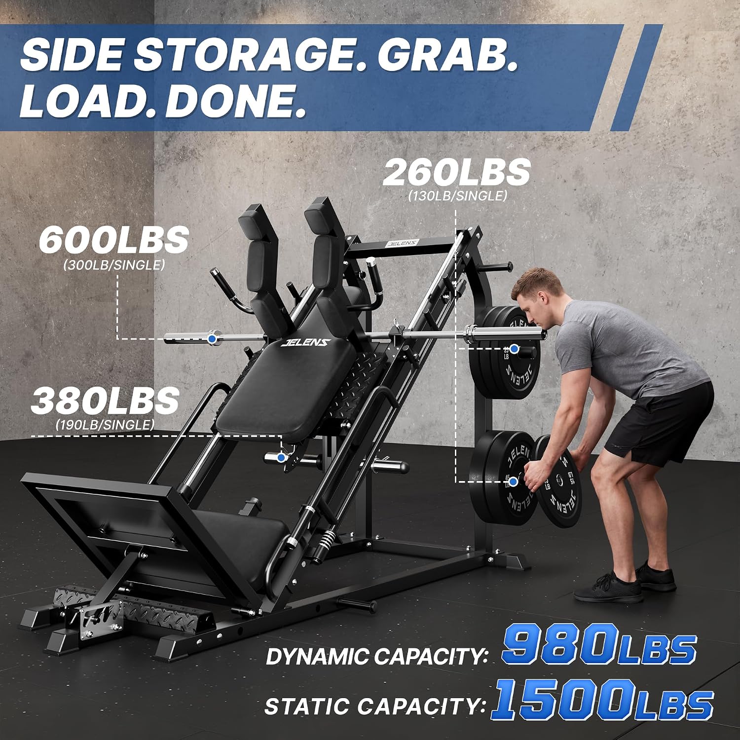 1500LB L20 4-in-1 Leg Press Hack Squat Combo Machine