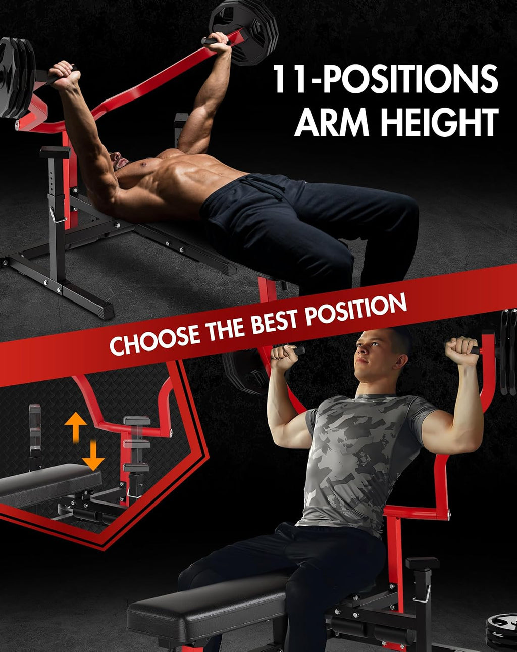1250LBS Adjustable Chest Press Bench
